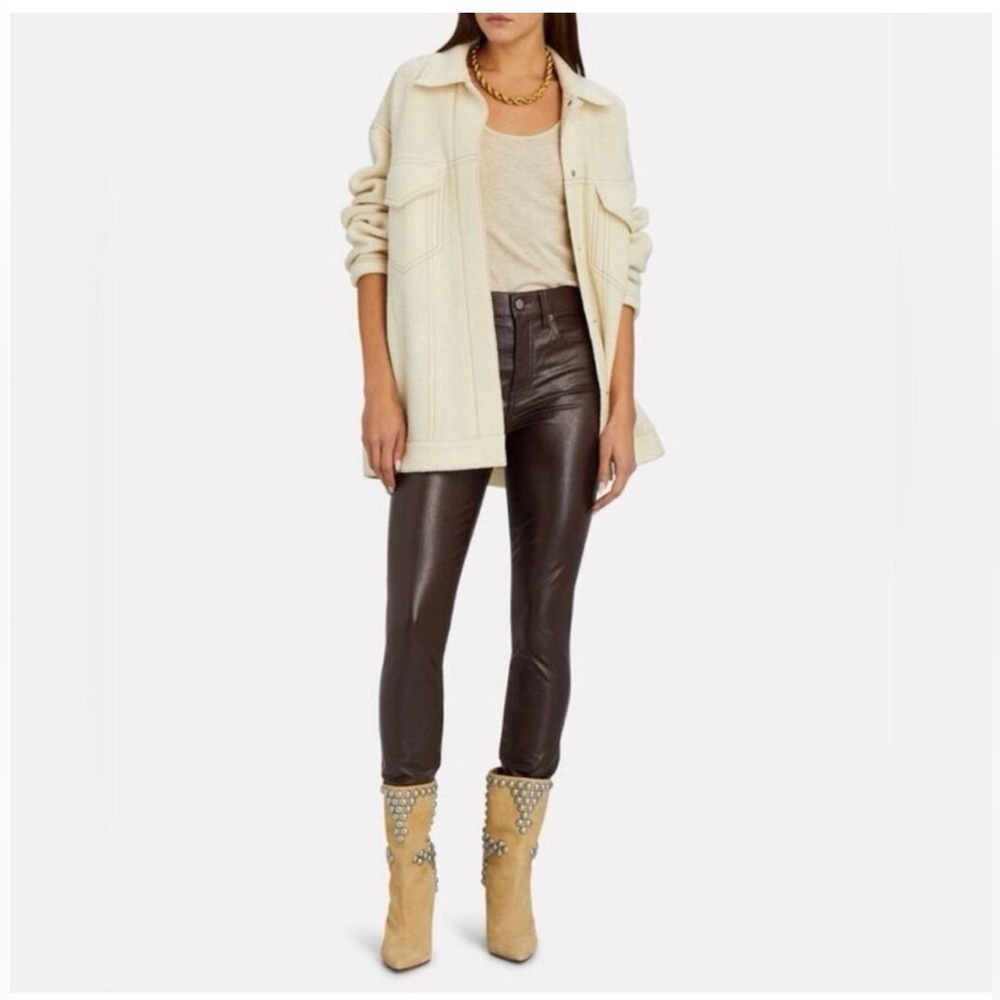 Veronica Beard Vegan Leather Pants Brown Debbie Skinny High Rise Size 26
